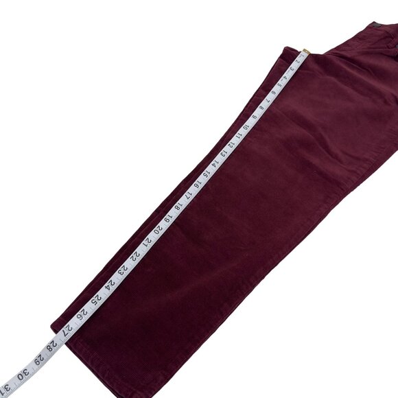 J Crew Factory Women Corduroy Pant SZ 31 Burgandy Slim Fit Mid Rise Comfy Pant - Picture 8 of 10